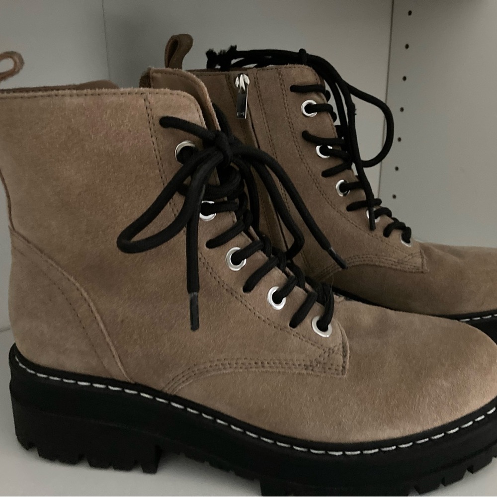Marc Fisher Tan Suede Combat Boots